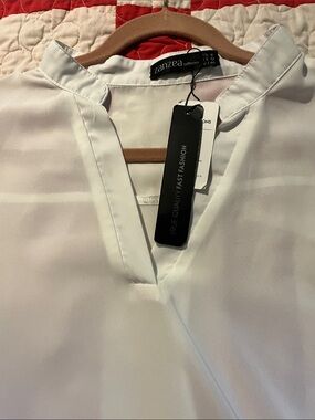 Zanzea White Split-Neck V-Blouse
